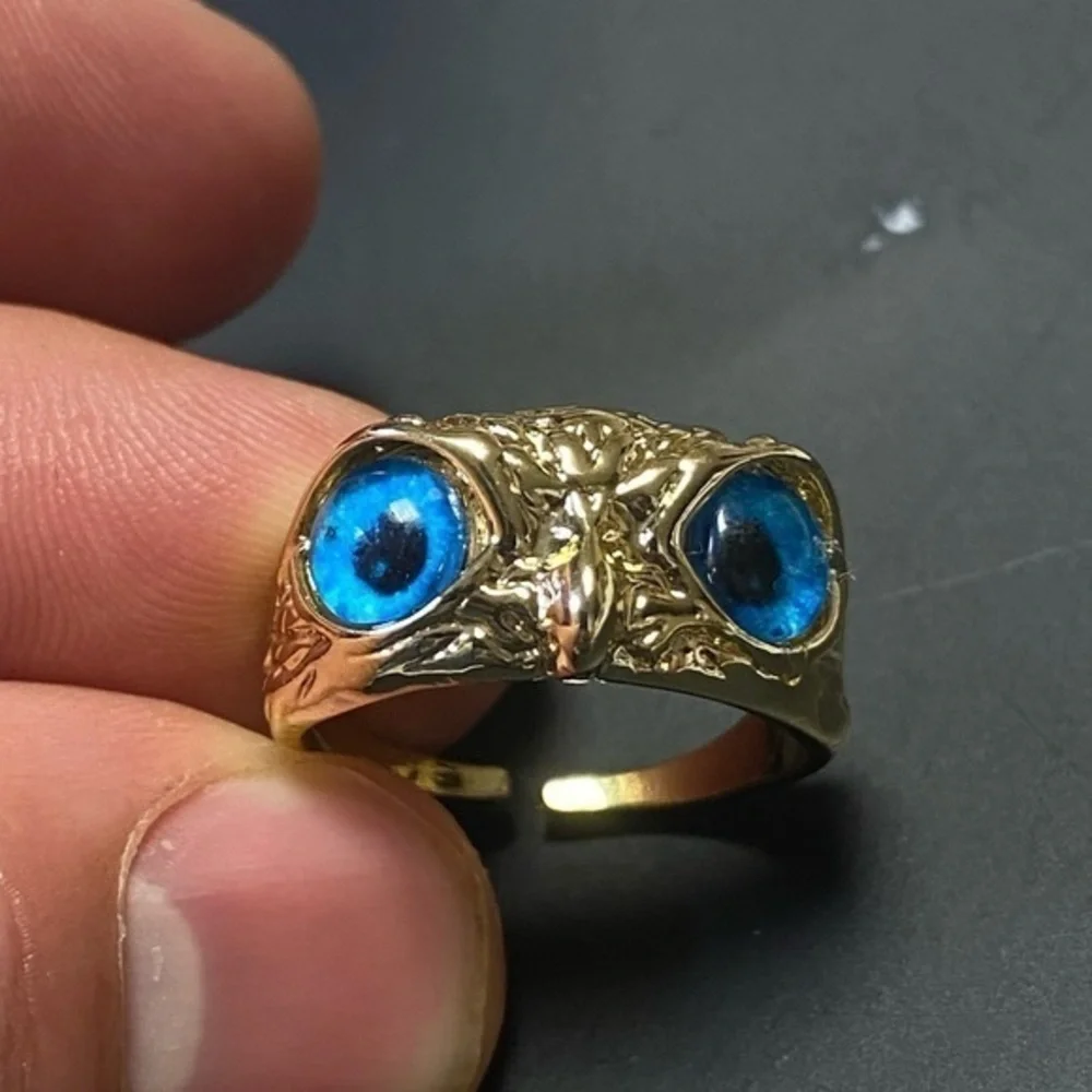 New - Men’s Copper Aluminum Plated Fashion Personality Owl Ring (One Size)